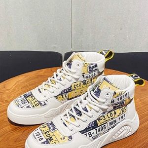 Men Number Print High Top Skate Shoes